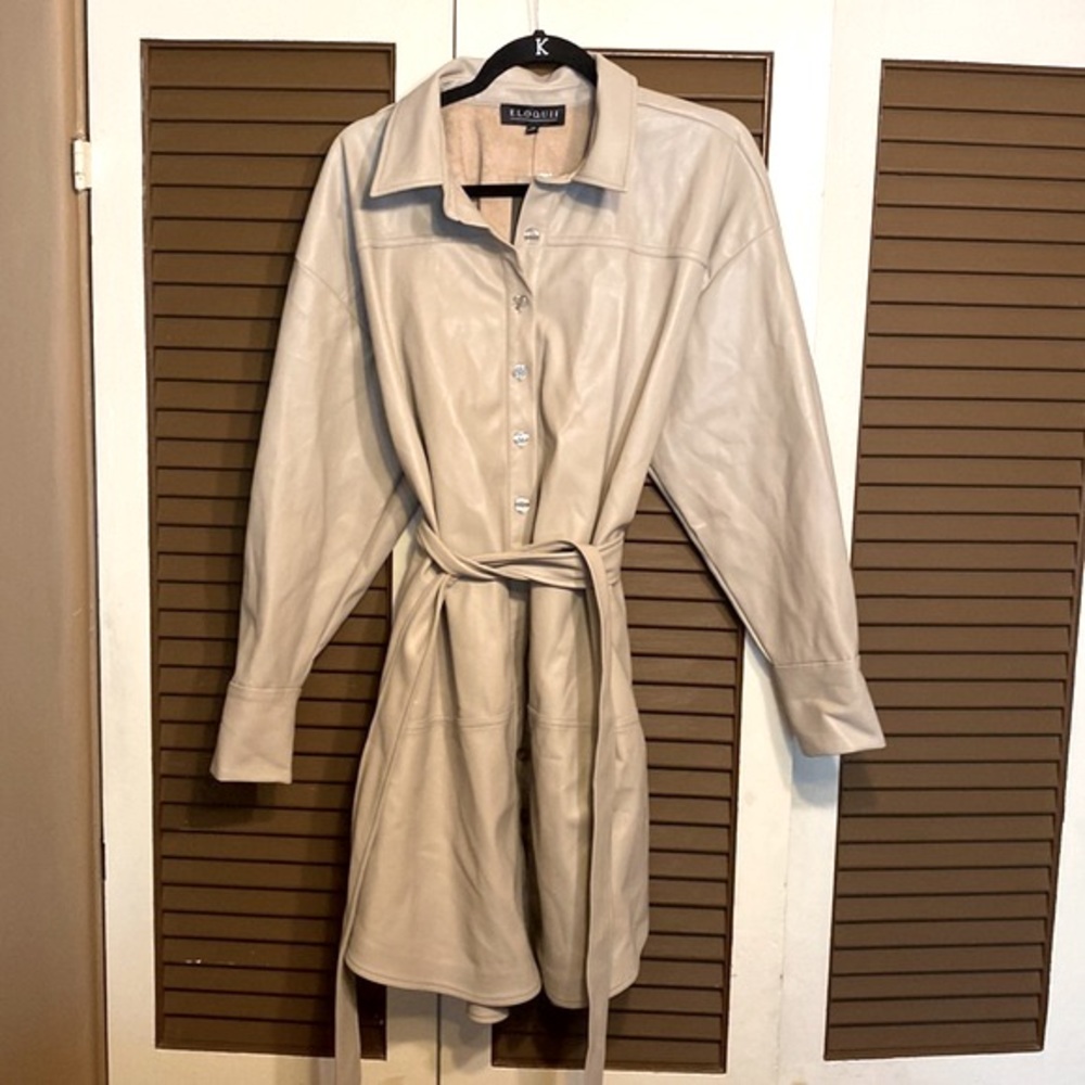 NWT Eloquii Beige Leather Shirtdress